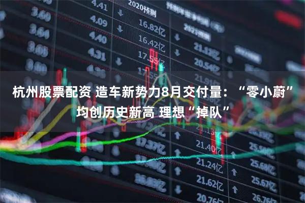 杭州股票配资 造车新势力8月交付量：“零小蔚”均创历史新高 理想“掉队”