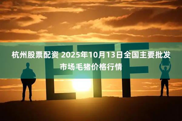 杭州股票配资 2025年10月13日全国主要批发市场毛猪价格行情